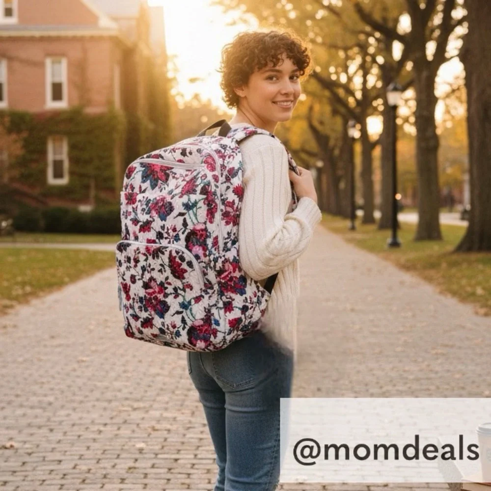 Set Vera Bradley Essential Large Backpack  Vineyard Floral, Zip ID & Lanyard NWT